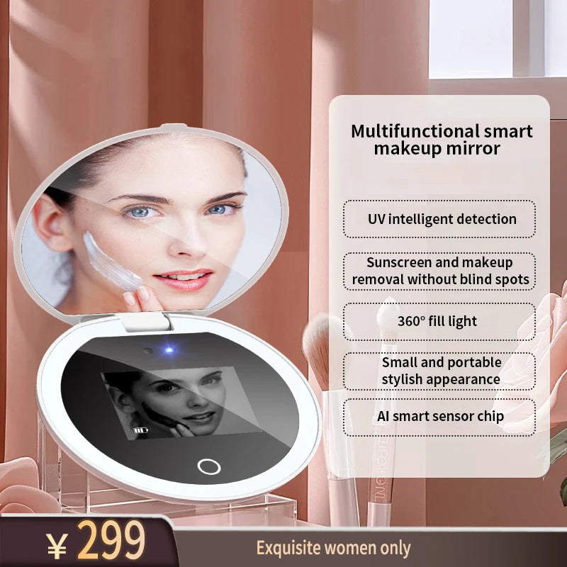 TINSOL Professional Grade LED Light Makeup Mirror with UV Smart Sunscreen Tester and Portable UV Test Camera