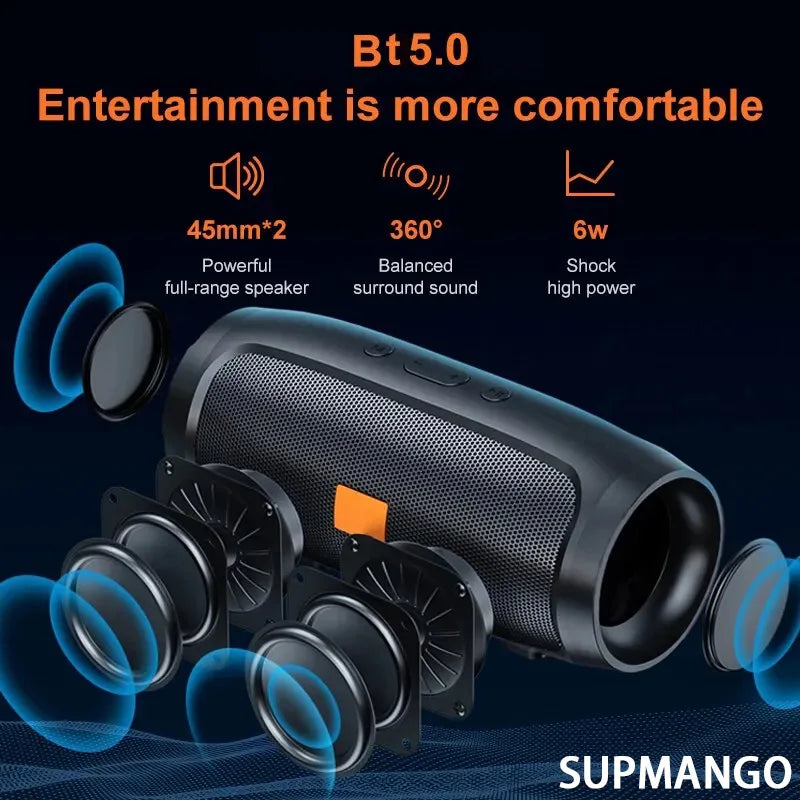 Portable Subwoofer BT Speaker Outdoor Stereo Surround Speaker Wireless Speaker Supports FM Radio TF Card