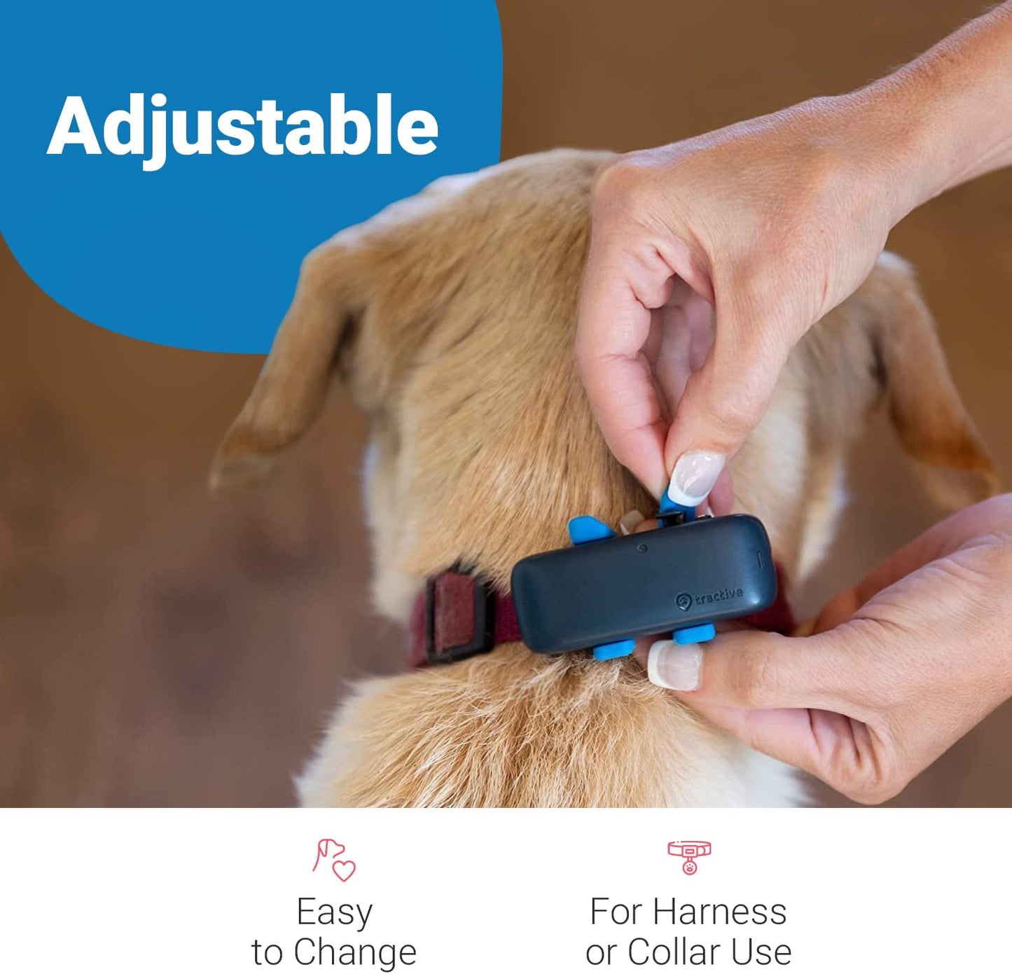 Tractive GPS Dog Tracker Rubber Clips X3 (Standard), Blue, 2.8 Cm