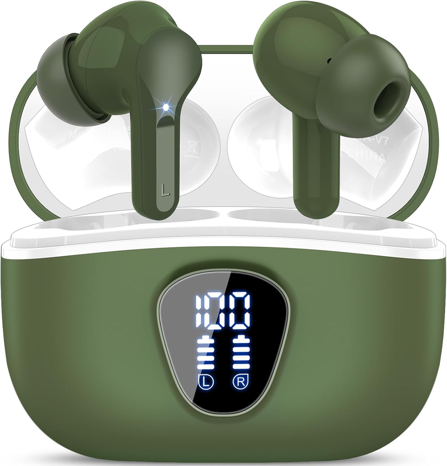 Premium Wireless Earbuds with Bluetooth 5.4, HiFi Stereo Sound, ENC Noise Cancelling Mic, IP7 Waterproof, 48H Playtime & LED Display - Perfect for Sports & Workouts, Black