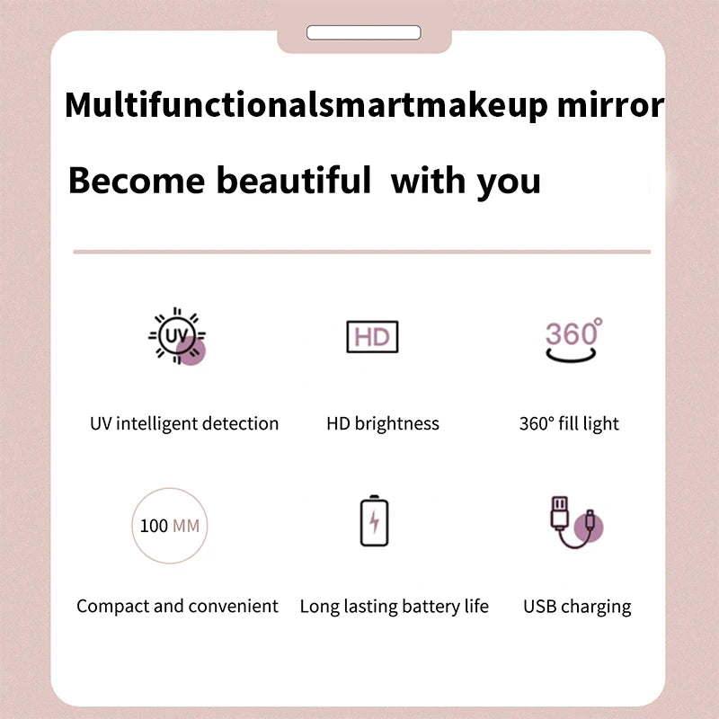 TINSOL Professional Grade LED Light Makeup Mirror with UV Smart Sunscreen Tester and Portable UV Test Camera
