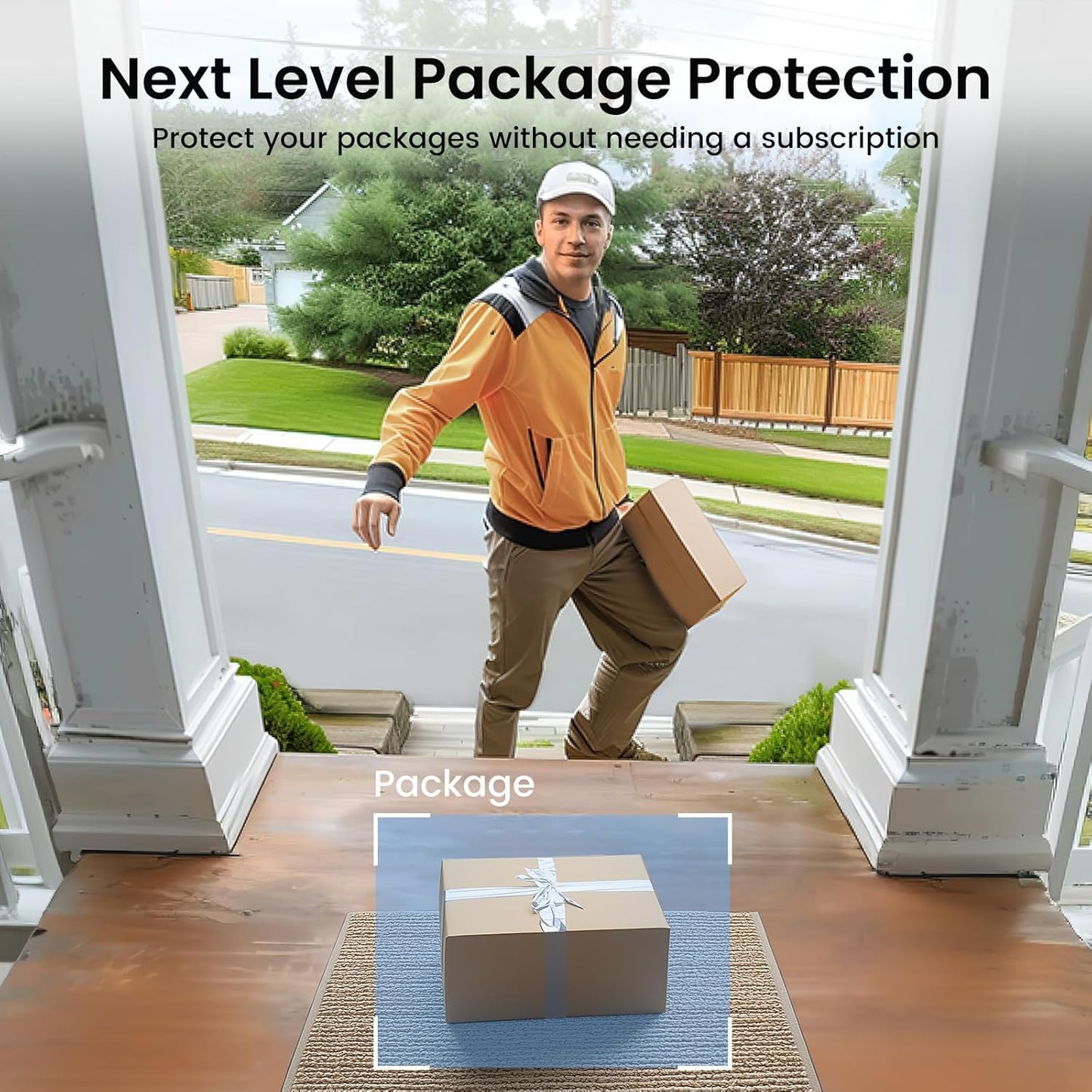 Doorbell Camera Wireless- Head-To-Toe View, Intelligent Package Detection, 2.4G Wifi Video Doorbell with Chime, Support Local Storage, Smart Human Detection, Works with Alexa and Google Assistant