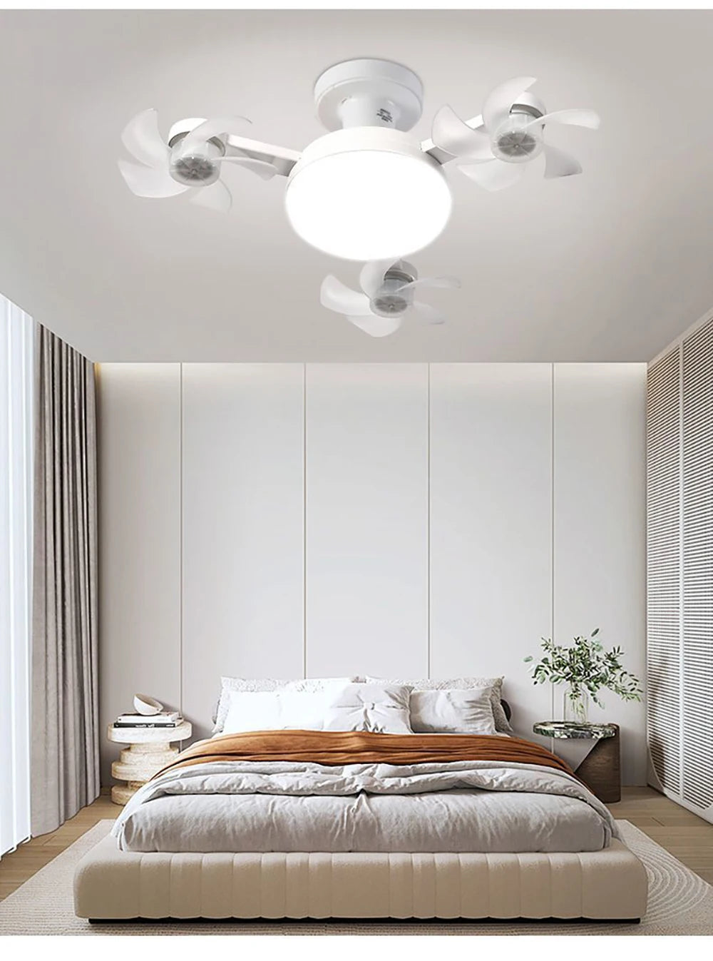 Modern Fan Light Drone Style E27 Bulb. Remote Control 3-Speed Timer Bedside Table Bedroom Dining Room Lighting.