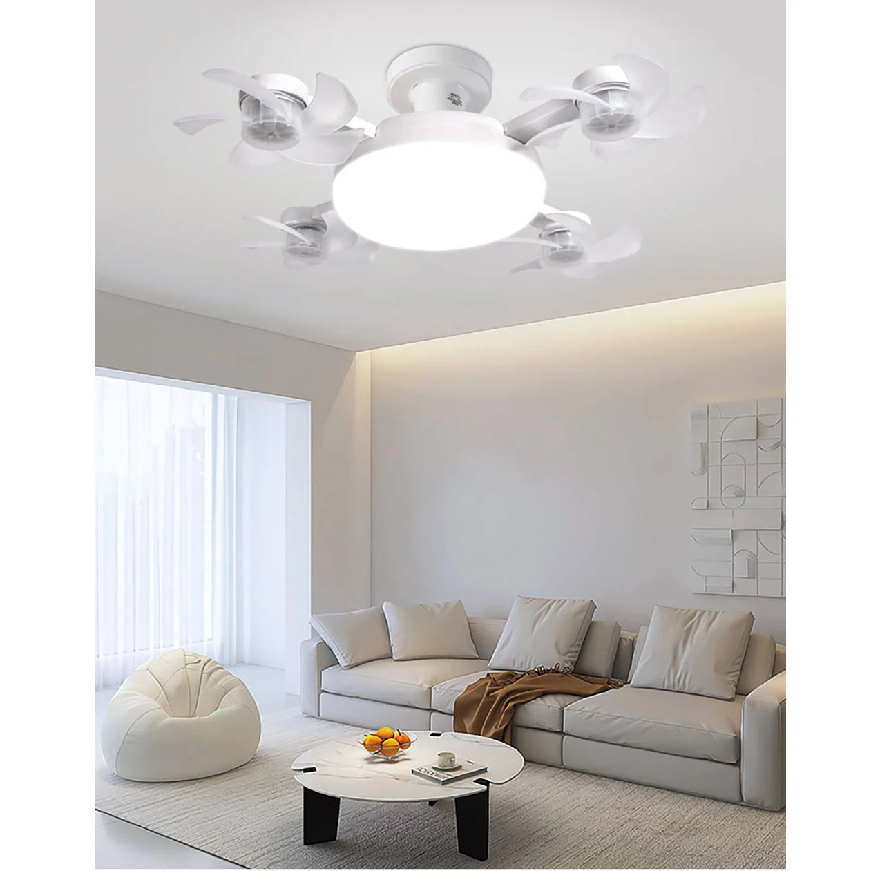 Modern Fan Light Drone Style E27 Bulb. Remote Control 3-Speed Timer Bedside Table Bedroom Dining Room Lighting.