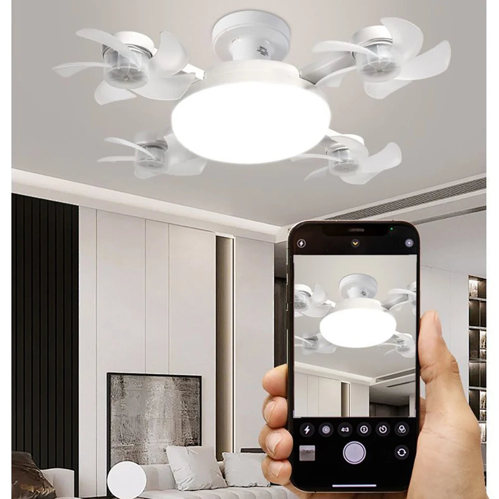 Modern Fan Light Drone Style E27 Bulb. Remote Control 3-Speed Timer Bedside Table Bedroom Dining Room Lighting.