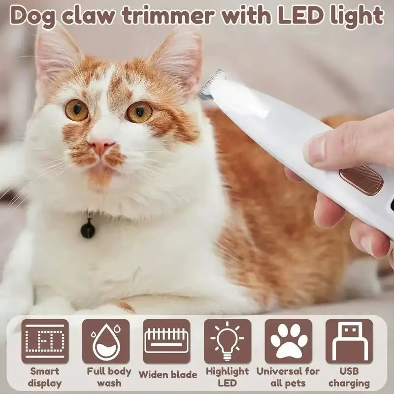 Ultimate Waterproof Dog Paw Trimmer with LED Light - Precision Grooming Clippers with 18mm Wide Blade and LED Display