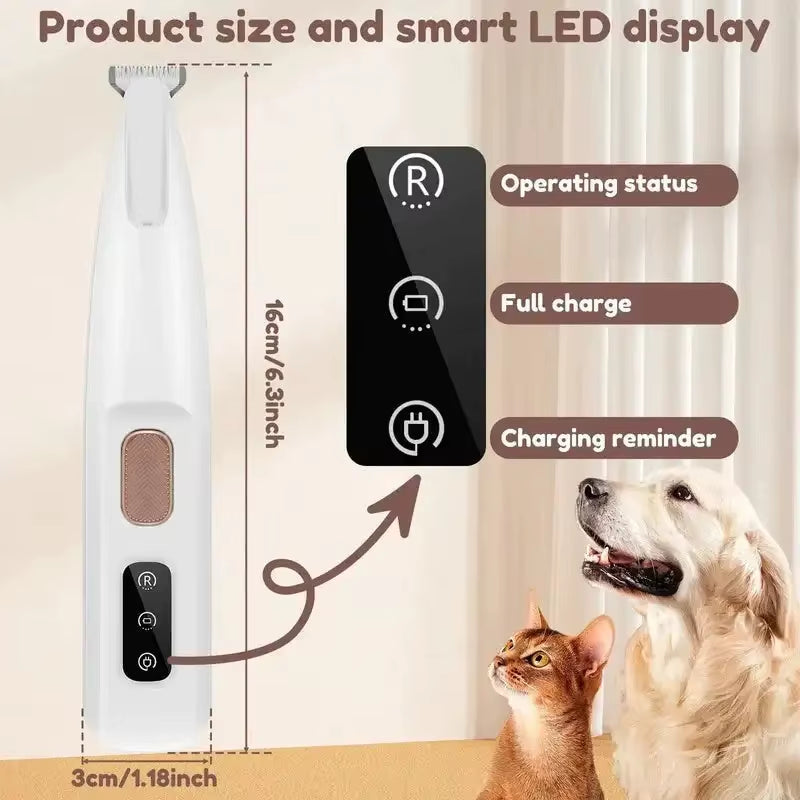 Ultimate Waterproof Dog Paw Trimmer with LED Light - Precision Grooming Clippers with 18mm Wide Blade and LED Display