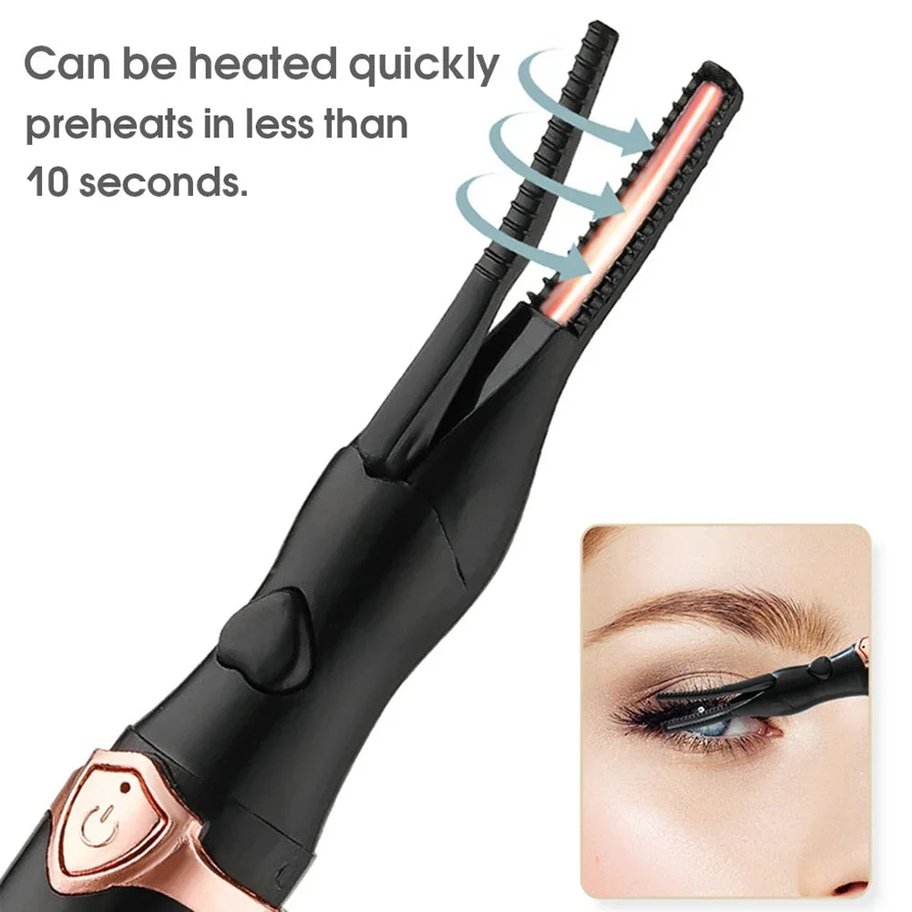 Revolutionary 2-In-1 Heated Eyelash Curler & Comb - USB Rechargeable, 3 Temperature Settings for Long-Lasting Curls!