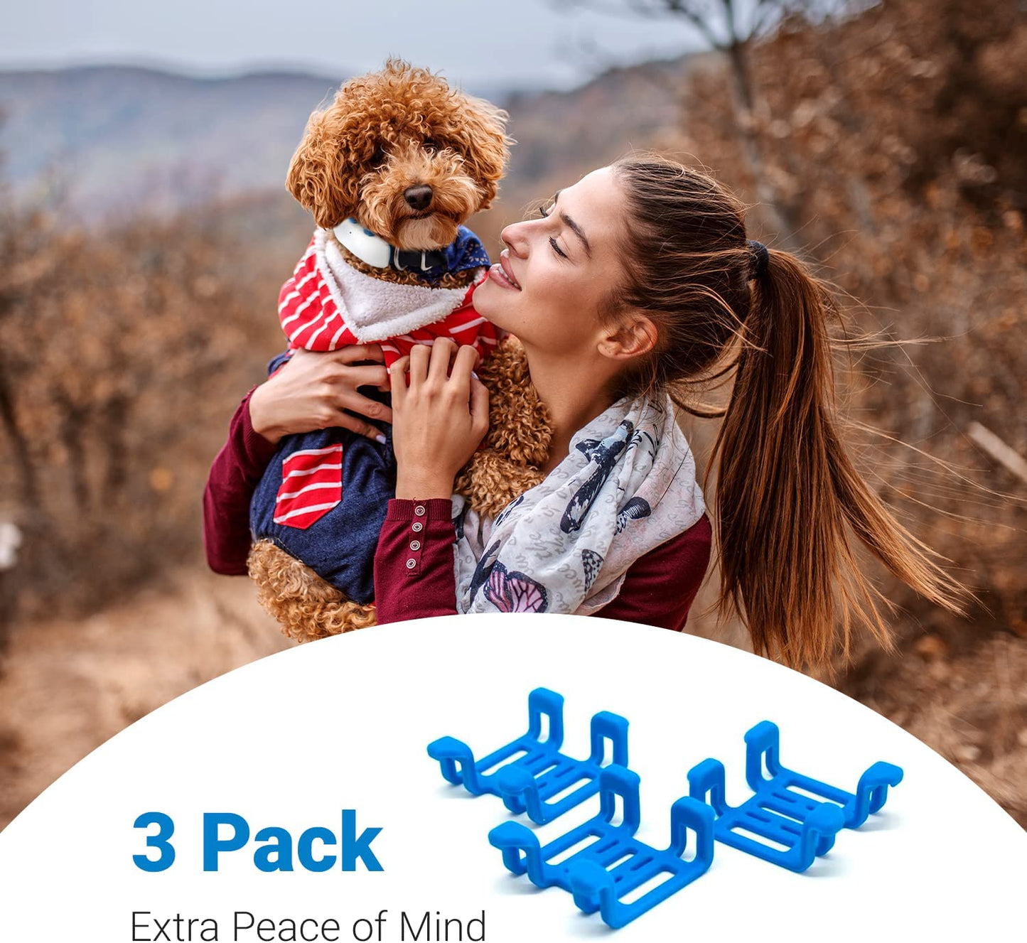 Tractive GPS Dog Tracker Rubber Clips X3 (Standard), Blue, 2.8 Cm