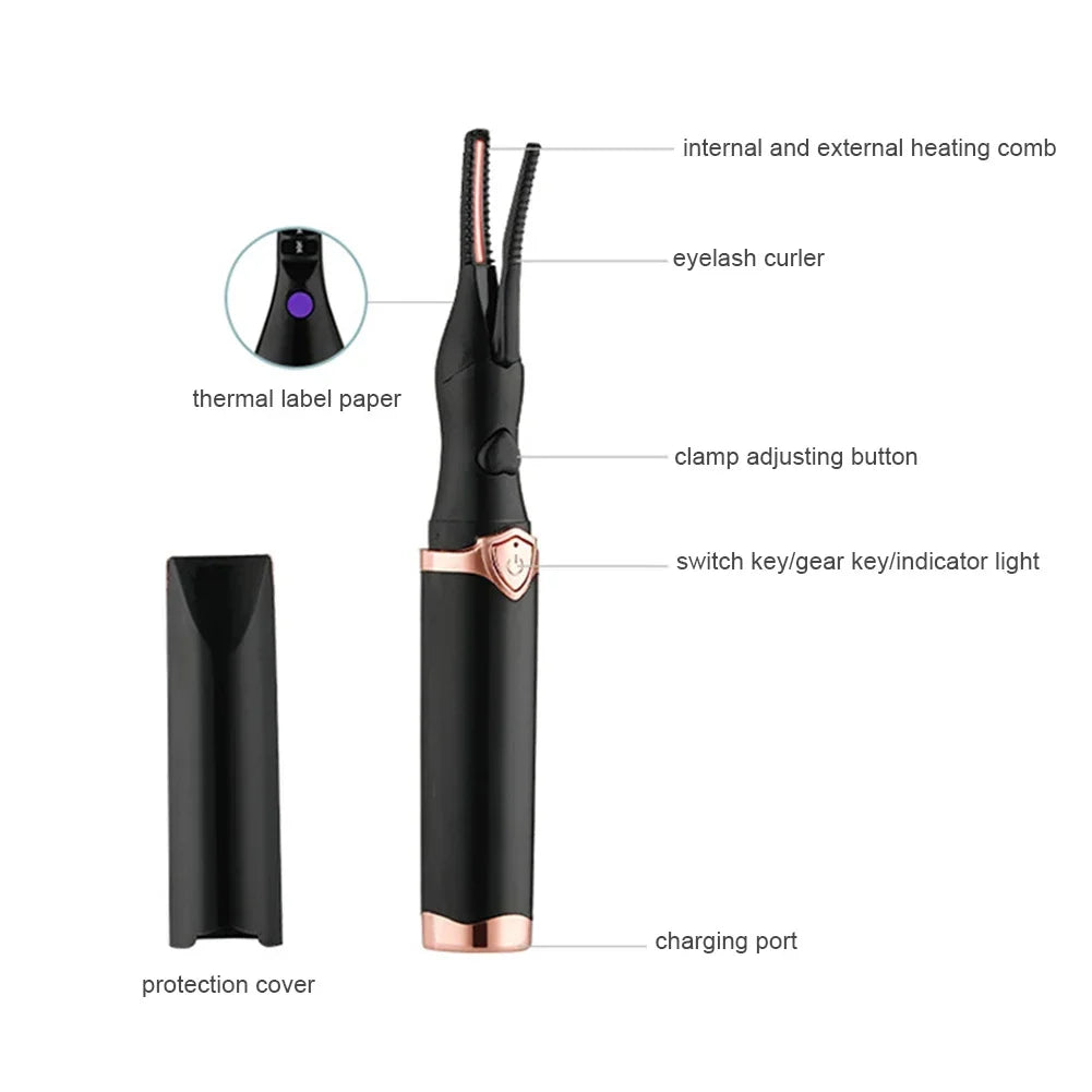Revolutionary 2-In-1 Heated Eyelash Curler & Comb - USB Rechargeable, 3 Temperature Settings for Long-Lasting Curls!