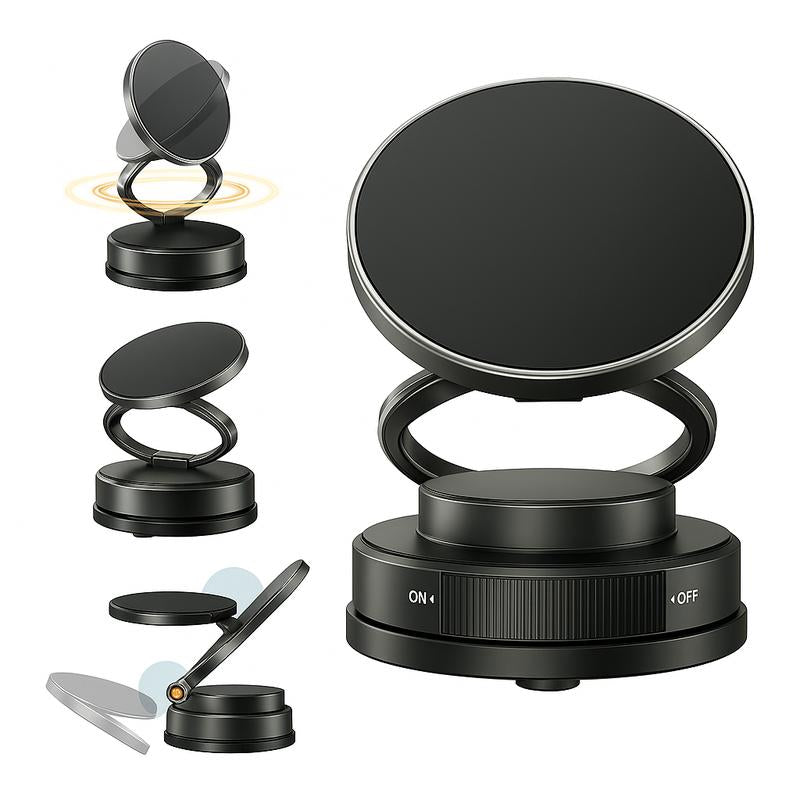 Universal 360° Rotating Magnetic Phone Holder- Strongsuction Stand for Car, Mirror, or Home Use