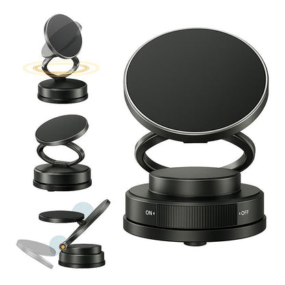 Universal 360° Rotating Magnetic Phone Holder- Strongsuction Stand for Car, Mirror, or Home Use