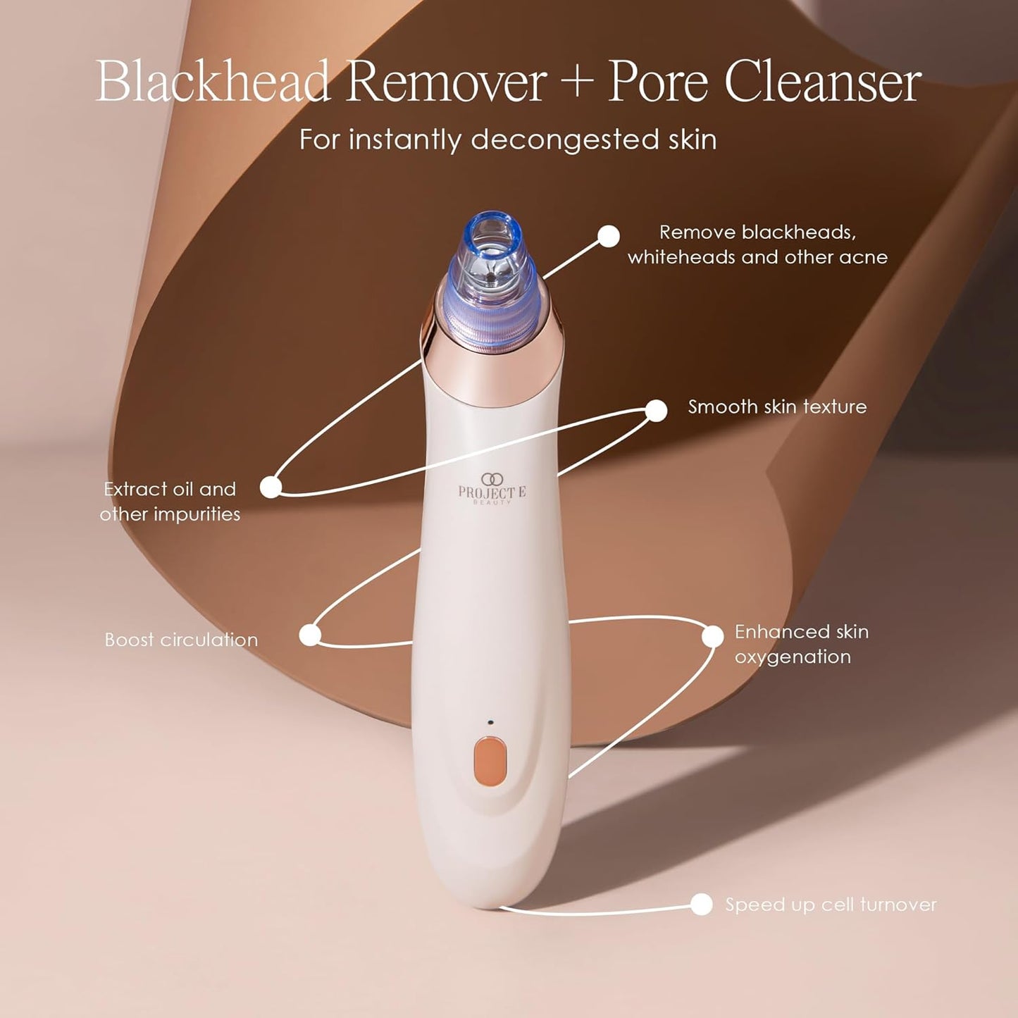 Project E Beauty Blackhead Removal Pore Vacuum | Blackheads & Whiteheads Extractor | Pore Cleansing | Strong Suction | Minimized Pores | Tighter, Firmer Skin | with 5 Suction Heads