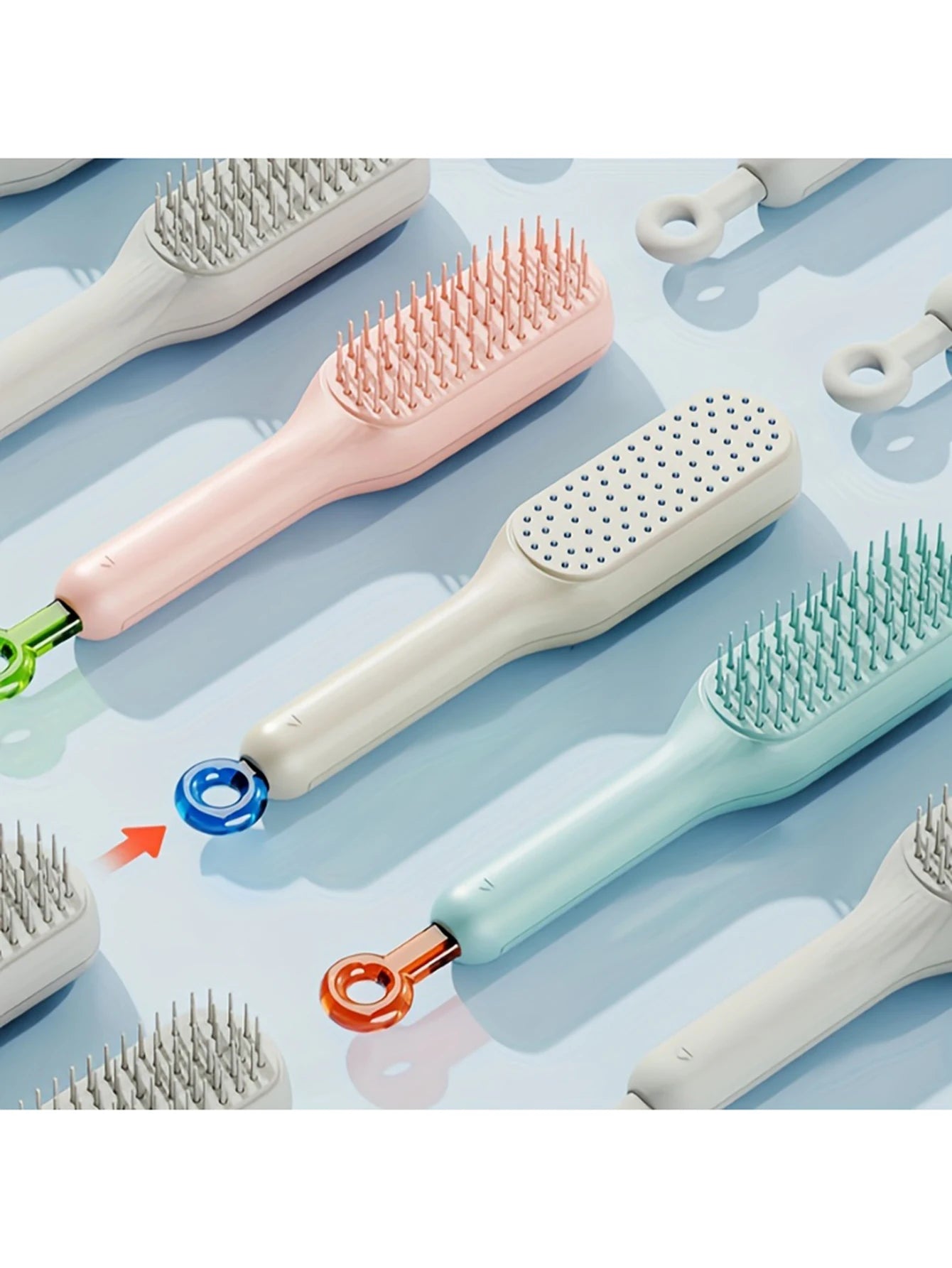 1Pc Self-Cleaning Hair Comb anti Static Retractable One-Pull Massage Brush Rotating Lifting Hairbrush Safety Airbag Combs Barber