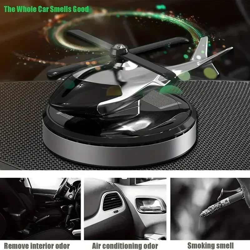 Helicopter Styling Solar Car Air Freshener decorative. Aromatherapy Car Interior Accessories Propeller Rotary Perfume Diffuser