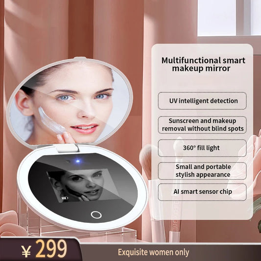 TINSOL Professional Grade LED Light Makeup Mirror with UV Smart Sunscreen Tester and Portable UV Test Camera