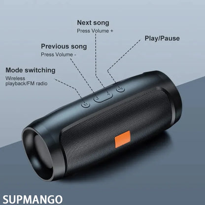 Portable Subwoofer BT Speaker Outdoor Stereo Surround Speaker Wireless Speaker Supports FM Radio TF Card