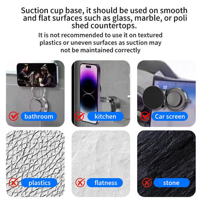 Universal 360° Rotating Magnetic Phone Holder- Strongsuction Stand for Car, Mirror, or Home Use