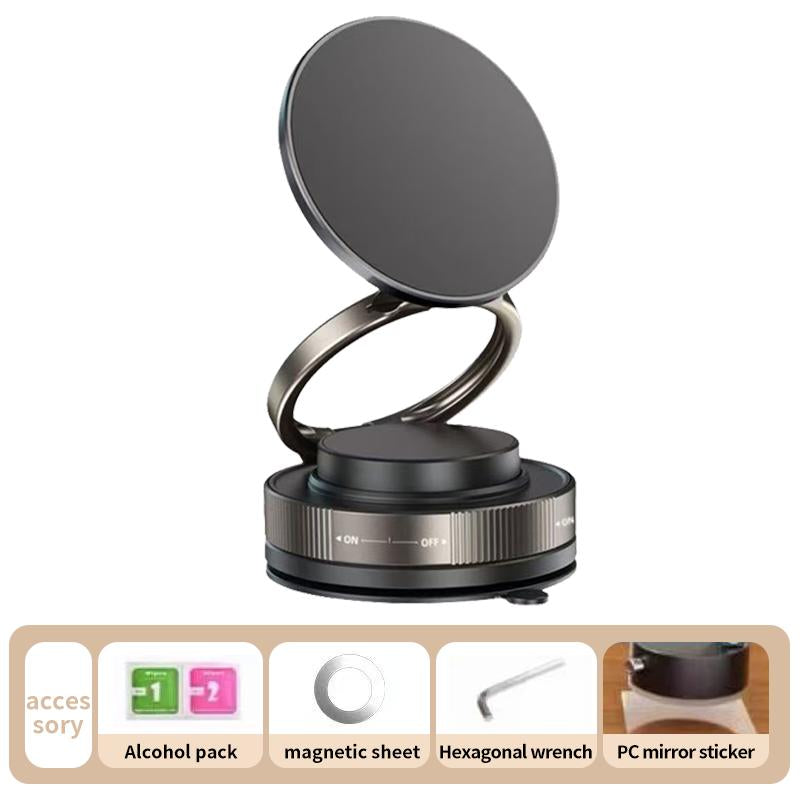 Universal 360° Rotating Magnetic Phone Holder- Strongsuction Stand for Car, Mirror, or Home Use
