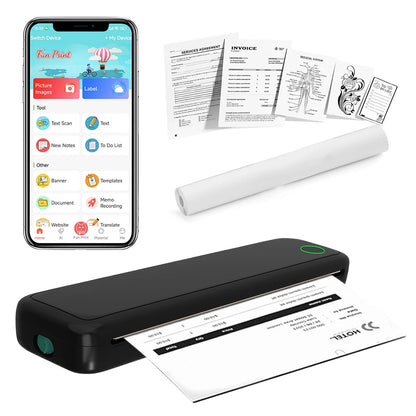 A4 Portable Learning Mini Printer Inkless BT Thermal A4 Mobile Printer with Printing Paper Thermal A4 Home Printer