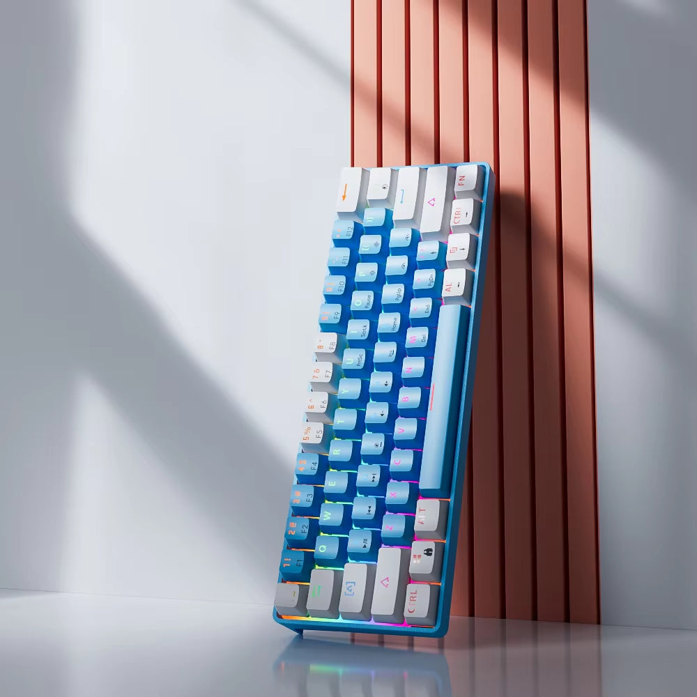 MK61 USB Gaming Mechanical Keyboard Red Switch RGB Backlit Hot Swappable 61 Keys Wired Detachable Cable