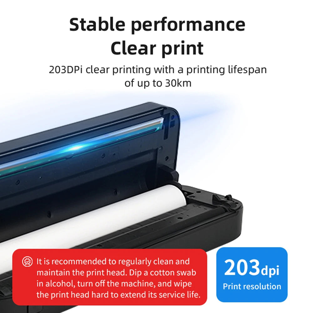 A4 Portable Learning Mini Printer Inkless BT Thermal A4 Mobile Printer with Printing Paper Thermal A4 Home Printer