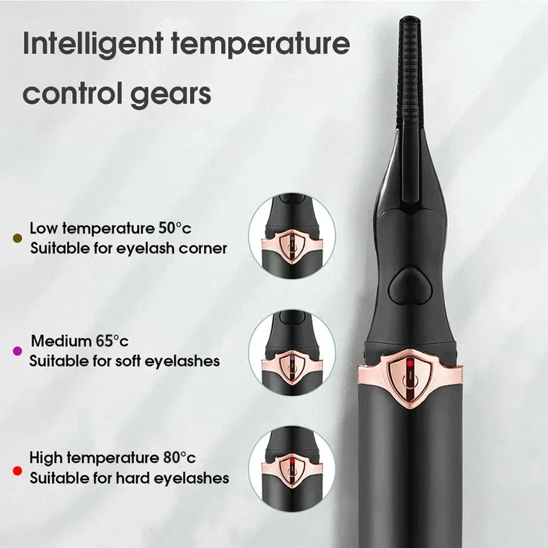 Revolutionary 2-In-1 Heated Eyelash Curler & Comb - USB Rechargeable, 3 Temperature Settings for Long-Lasting Curls!