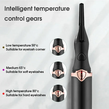 Revolutionary 2-In-1 Heated Eyelash Curler & Comb - USB Rechargeable, 3 Temperature Settings for Long-Lasting Curls!