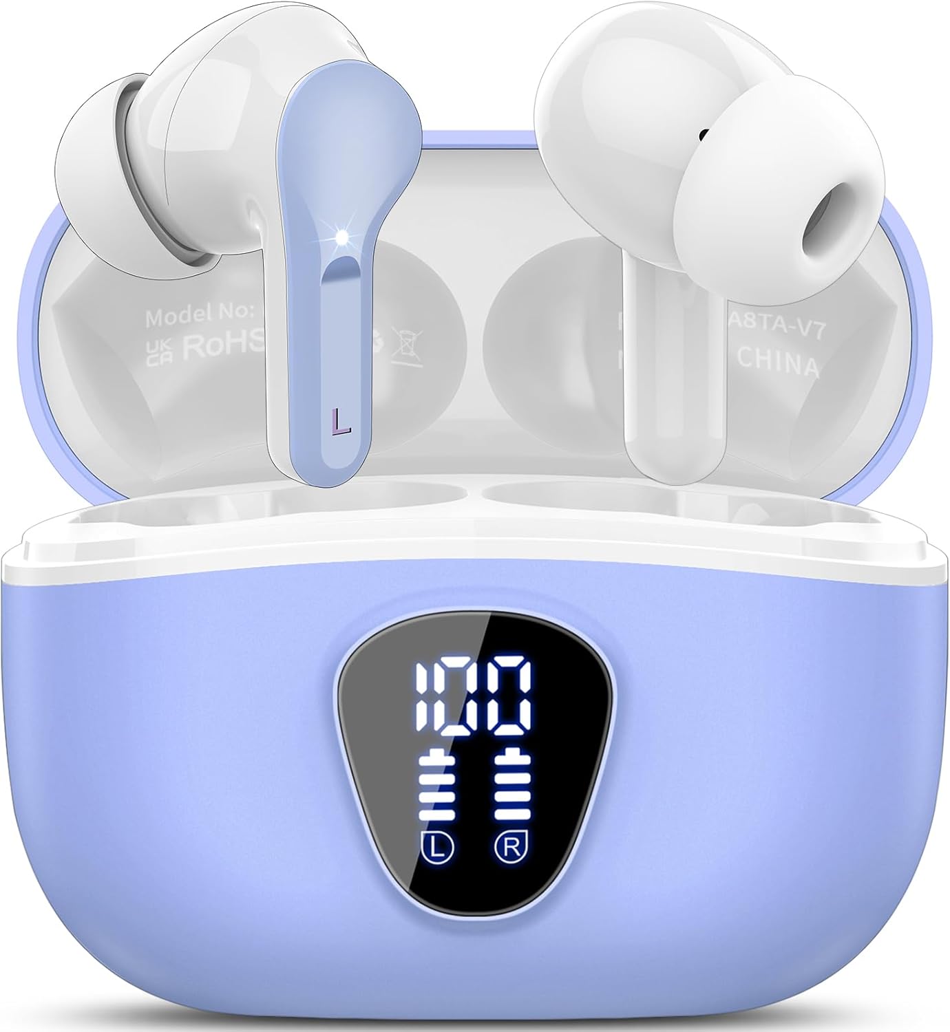 Premium Wireless Earbuds with Bluetooth 5.4, HiFi Stereo Sound, ENC Noise Cancelling Mic, IP7 Waterproof, 48H Playtime & LED Display - Perfect for Sports & Workouts, Black