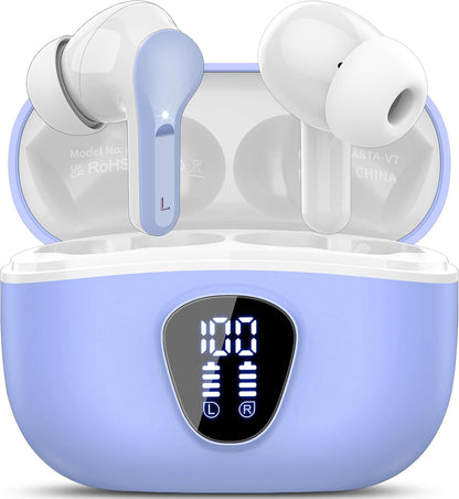 Premium Wireless Earbuds with Bluetooth 5.4, HiFi Stereo Sound, ENC Noise Cancelling Mic, IP7 Waterproof, 48H Playtime & LED Display - Perfect for Sports & Workouts, Black