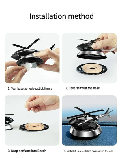 Helicopter Styling Solar Car Air Freshener decorative. Aromatherapy Car Interior Accessories Propeller Rotary Perfume Diffuser