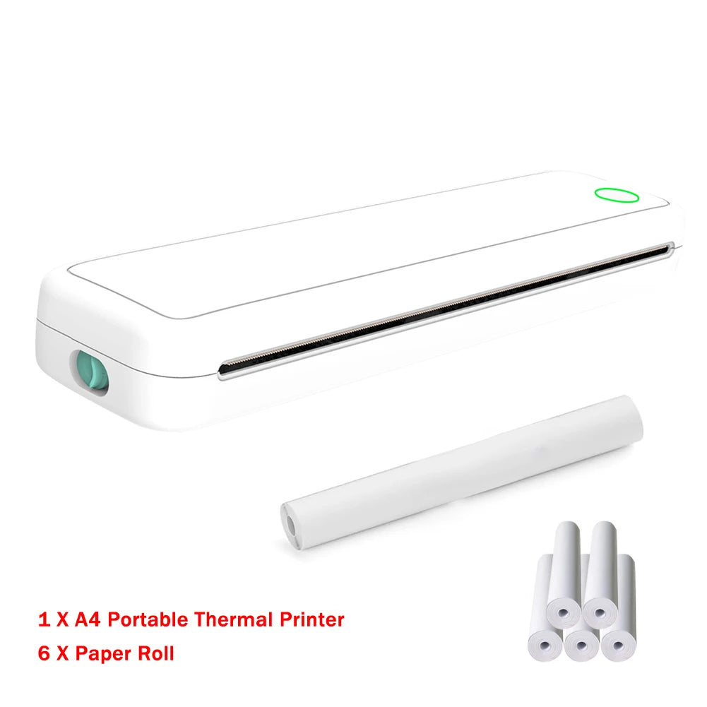 A4 Portable Learning Mini Printer Inkless BT Thermal A4 Mobile Printer with Printing Paper Thermal A4 Home Printer