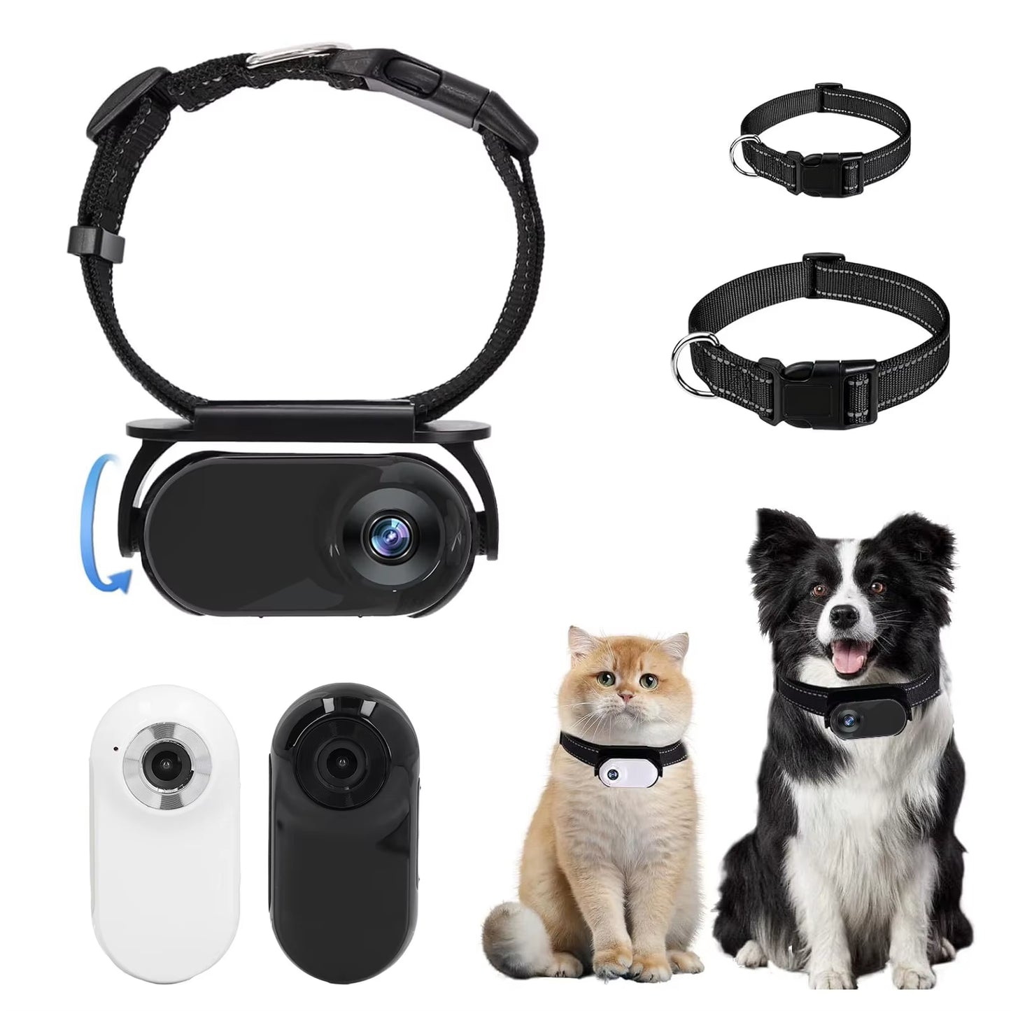 Pet Collar Camera Pet Collar Camera 120 Deg Lens OTG Connection Video Recording Adjustable Magnetic Cat Sport Camera for Outdoor