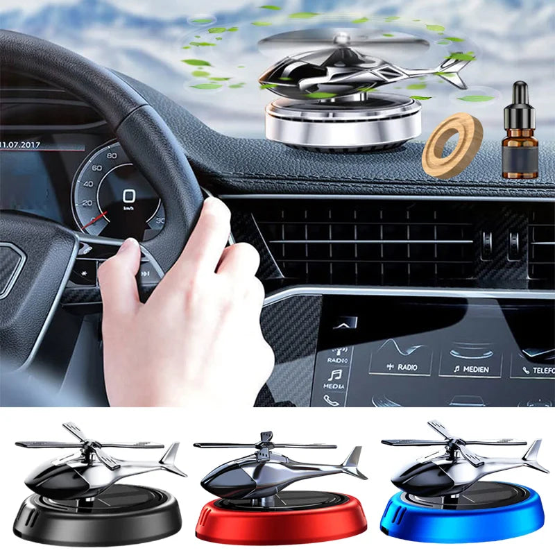 Helicopter Styling Solar Car Air Freshener decorative. Aromatherapy Car Interior Accessories Propeller Rotary Perfume Diffuser