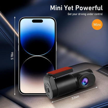 Dash Cam Front - 32GB SD Card Mini Wifi Dash Cam for Cars 1080P 140° Wide-Angle Super Night Vision|Loop Recording|App Control