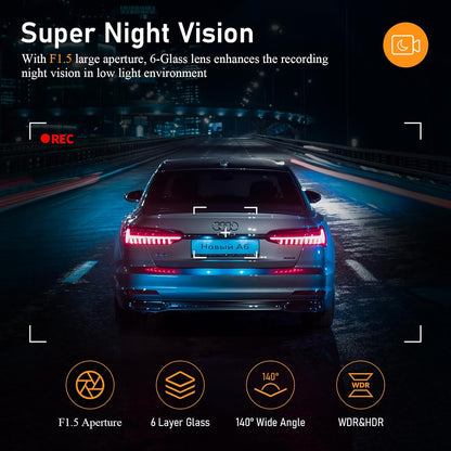 Dash Cam Front - 32GB SD Card Mini Wifi Dash Cam for Cars 1080P 140° Wide-Angle Super Night Vision|Loop Recording|App Control