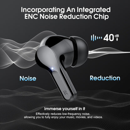 Premium Wireless Earbuds with Bluetooth 5.4, HiFi Stereo Sound, ENC Noise Cancelling Mic, IP7 Waterproof, 48H Playtime & LED Display - Perfect for Sports & Workouts, Black