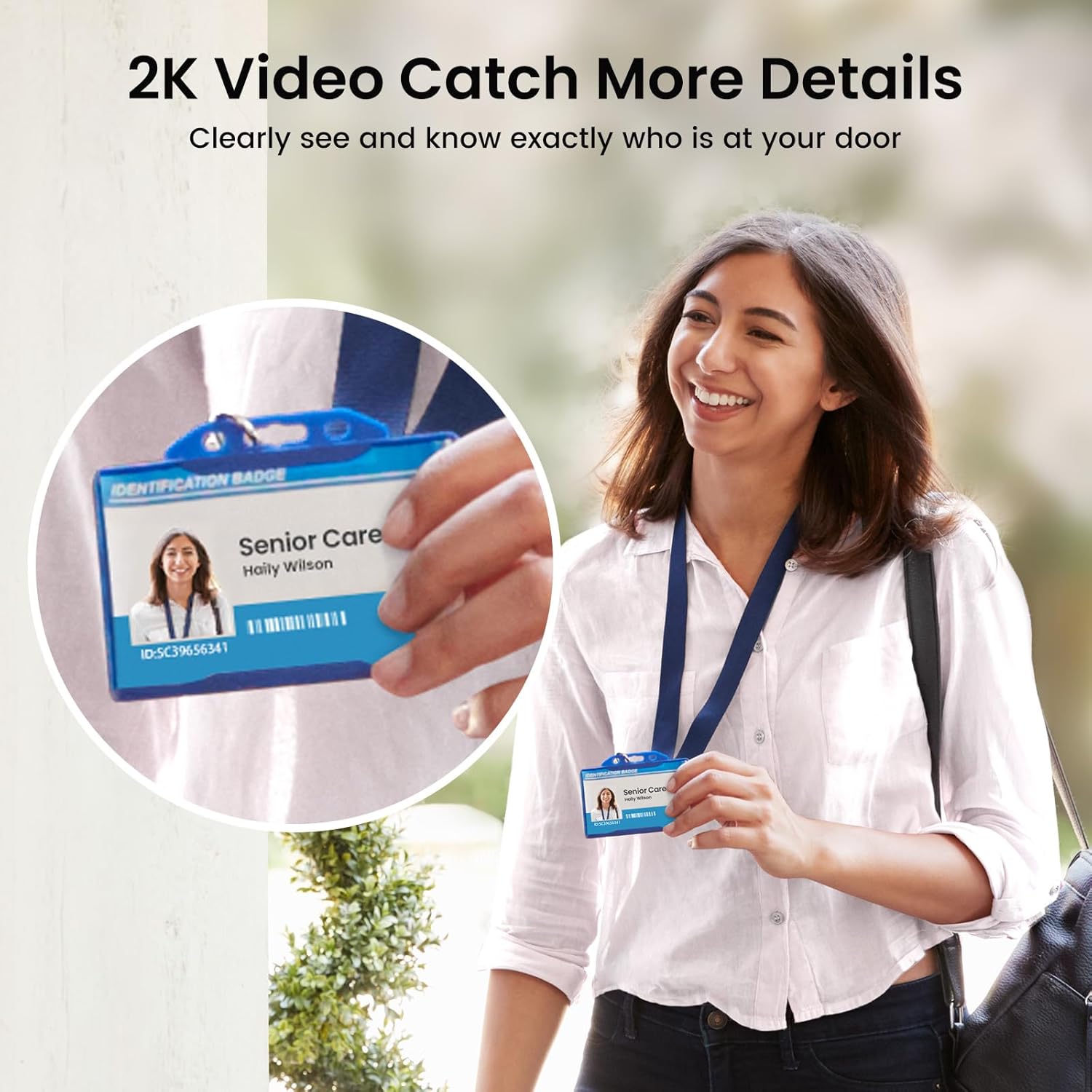 Doorbell Camera Wireless- Head-To-Toe View, Intelligent Package Detection, 2.4G Wifi Video Doorbell with Chime, Support Local Storage, Smart Human Detection, Works with Alexa and Google Assistant
