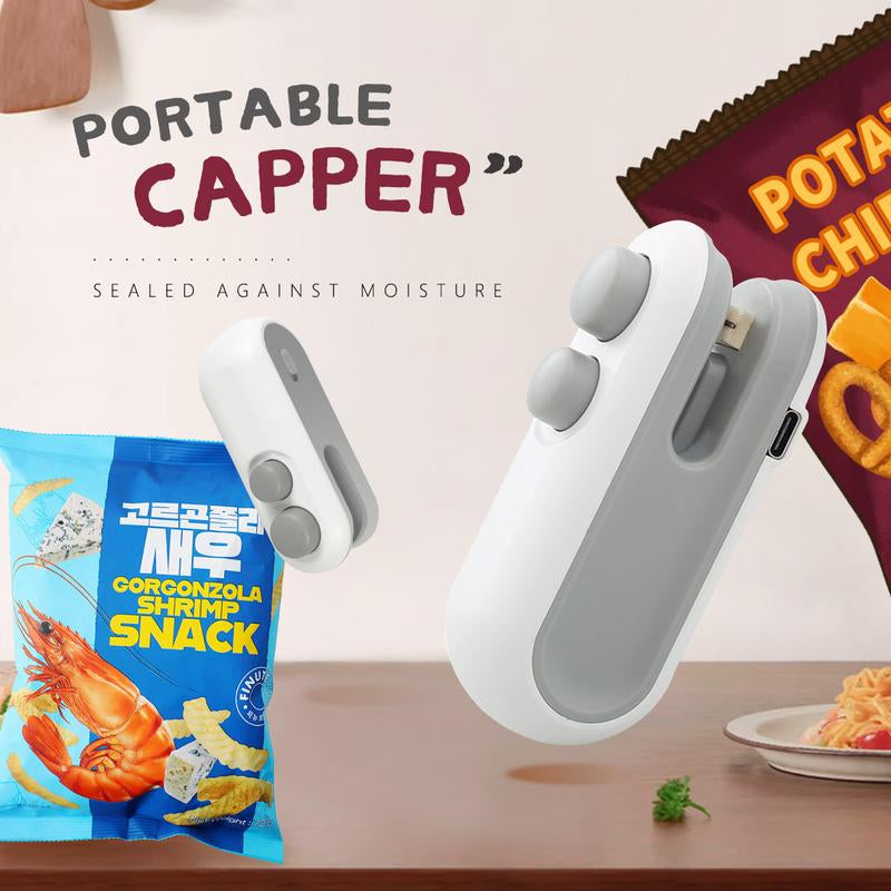 Rechargeable 2-in-1 Mini Snack Bag Sealing Machine with Chip Knife and USB Charging – Hot Vacuum Sealing for Food Freshness