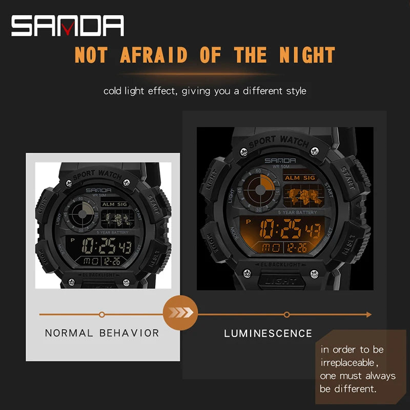 Stylish Military Digital Watch for Men - Waterproof & Shockproof Fashion Wristwatch