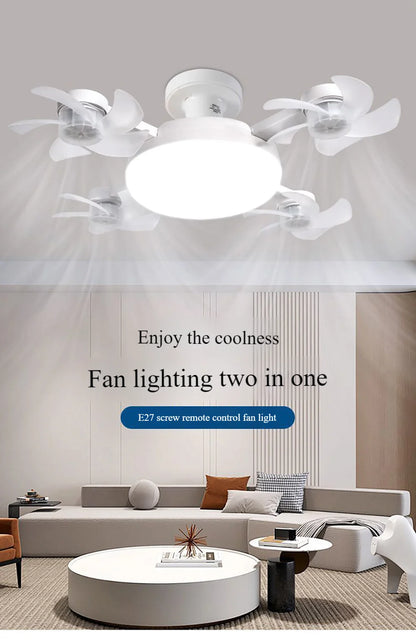 Modern Fan Light Drone Style E27 Bulb. Remote Control 3-Speed Timer Bedside Table Bedroom Dining Room Lighting.