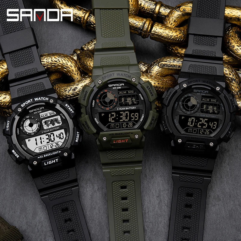 Stylish Military Digital Watch for Men - Waterproof & Shockproof Fashion Wristwatch