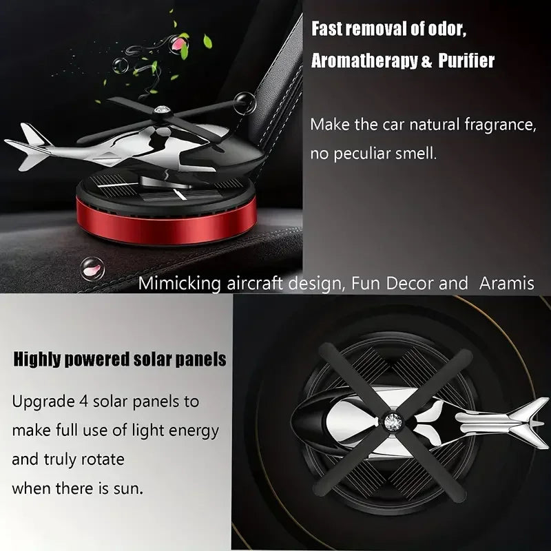 Helicopter Styling Solar Car Air Freshener decorative. Aromatherapy Car Interior Accessories Propeller Rotary Perfume Diffuser