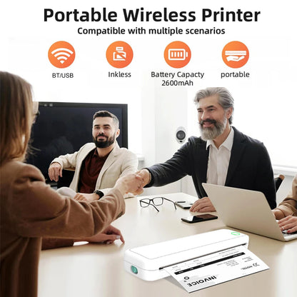 A4 Portable Learning Mini Printer Inkless BT Thermal A4 Mobile Printer with Printing Paper Thermal A4 Home Printer
