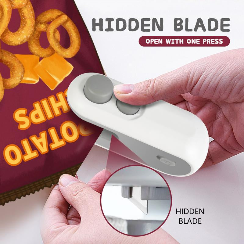 Rechargeable 2-in-1 Mini Snack Bag Sealing Machine with Chip Knife and USB Charging – Hot Vacuum Sealing for Food Freshness