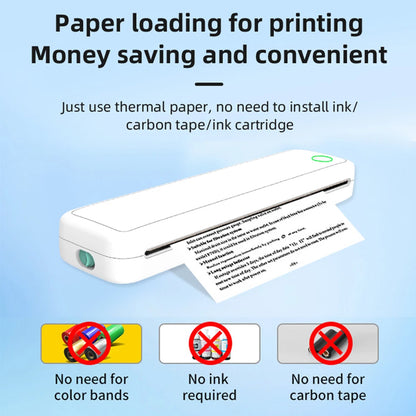 A4 Portable Learning Mini Printer Inkless BT Thermal A4 Mobile Printer with Printing Paper Thermal A4 Home Printer