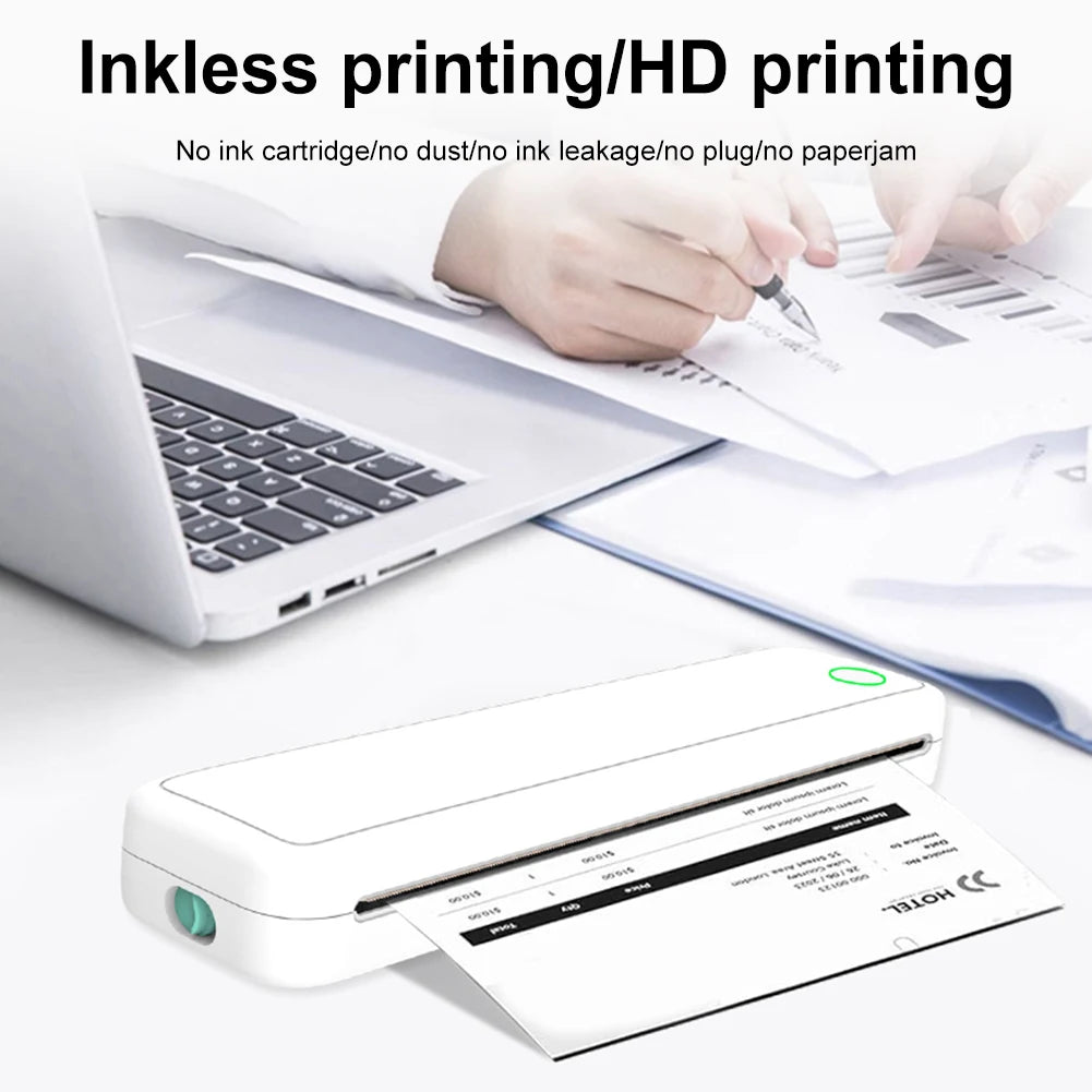 A4 Portable Learning Mini Printer Inkless BT Thermal A4 Mobile Printer with Printing Paper Thermal A4 Home Printer