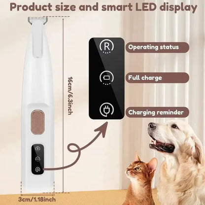 Ultimate Waterproof Dog Paw Trimmer with LED Light - Precision Grooming Clippers with 18mm Wide Blade and LED Display