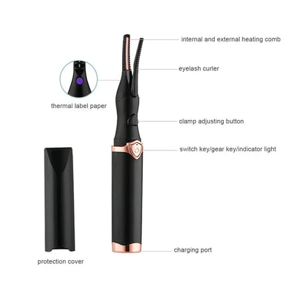 Revolutionary 2-In-1 Heated Eyelash Curler & Comb - USB Rechargeable, 3 Temperature Settings for Long-Lasting Curls!