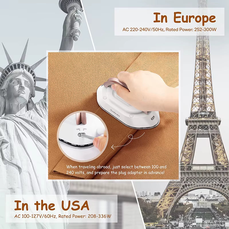 Portable Mini Iron Board Handheld Dual Voltage 120V/240V Travel Iron Dry Ironing 30S Preheating Mini Iron for Clothes